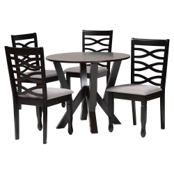 Baxton Studio Ariane Modern Grey Fabric and Dark Brown Finished Wood 5-Piece Dining Set